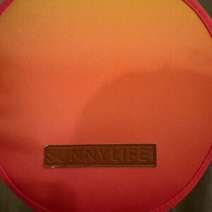 SUNNYLiFE Ombre Round Zip Pouch in Coral and Orange